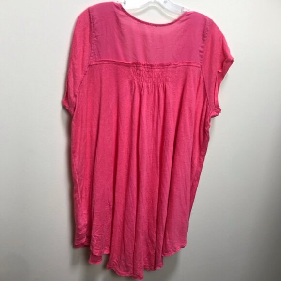 FREE PEOPLE Highland Vneck Linen Boho Oversize Festival Short Sleeve Top Trapeze - Picture 5 of 16